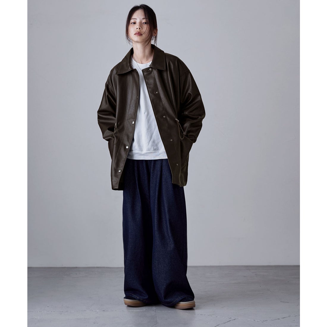 エトル etoll. フェイクレザードロストカバーオールジャケット