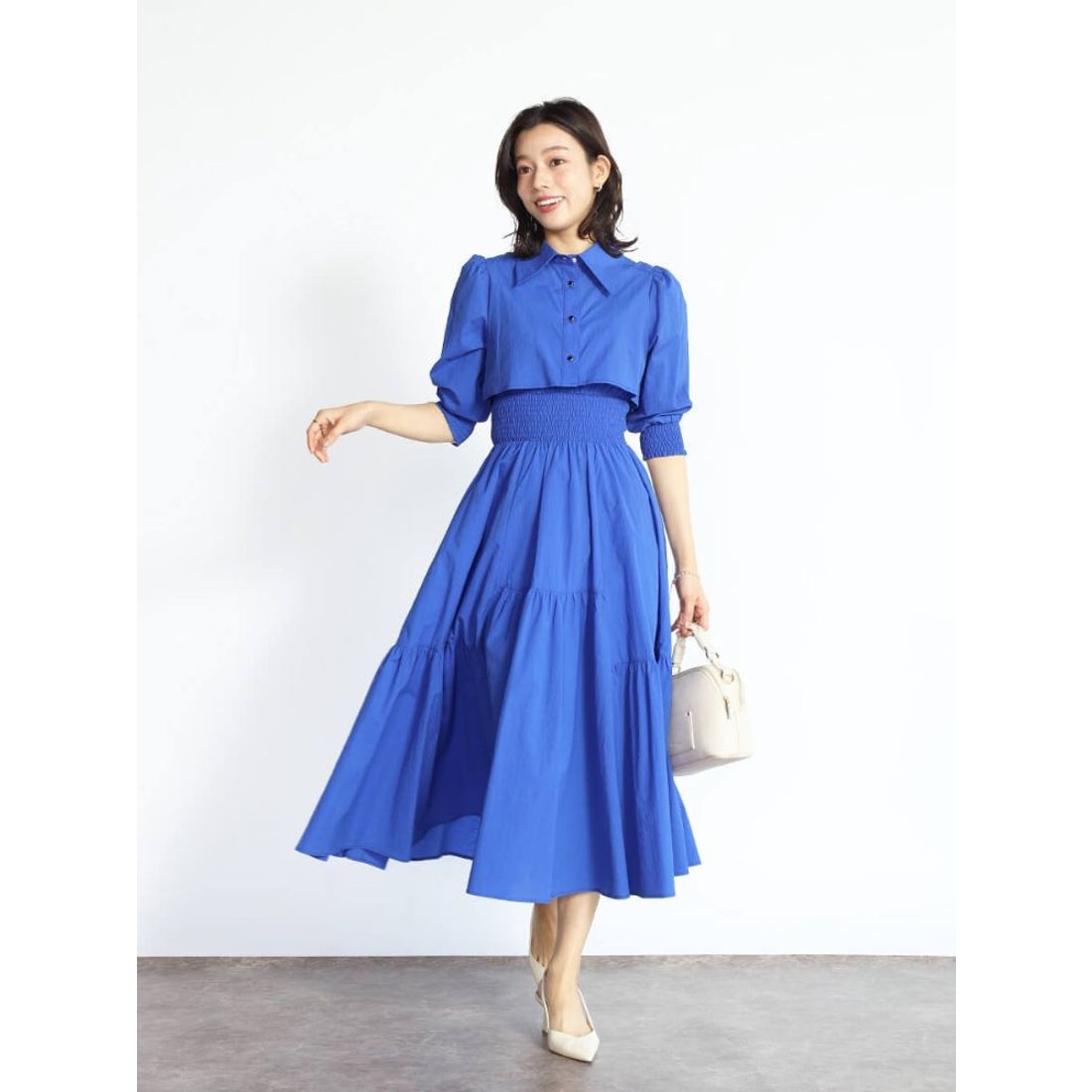 フェンネル FENNEL シャツディティールフレアワンピース （ネイビー