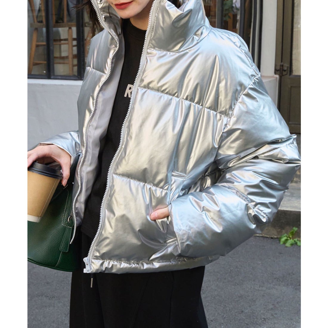 コウベレタス KOBE LETTUCE スタンドカラーメタリック中綿ダウンコート