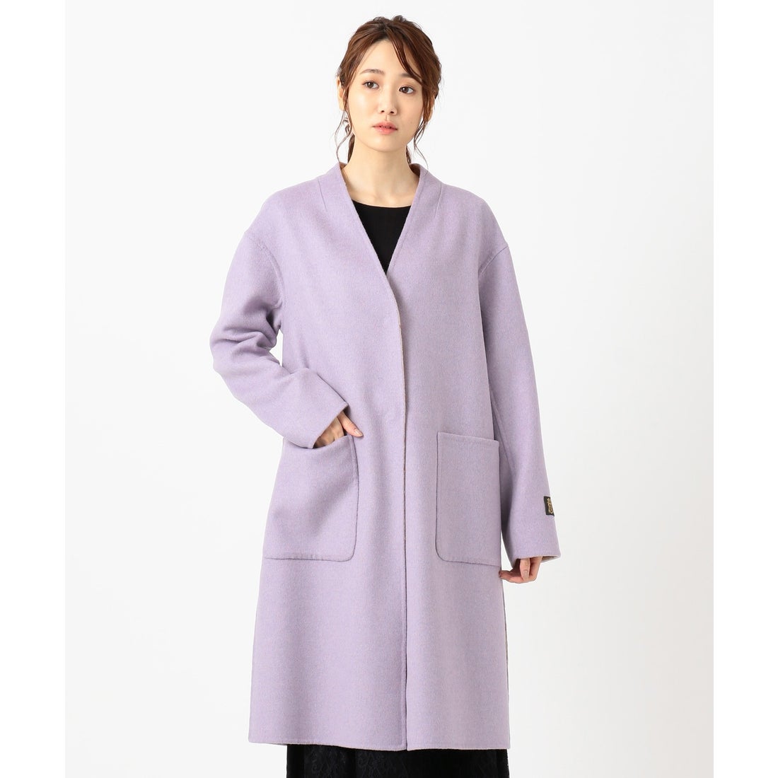 自由区 SOFT DOUBLE FACE リバーシブル ロング ノーカラーコート