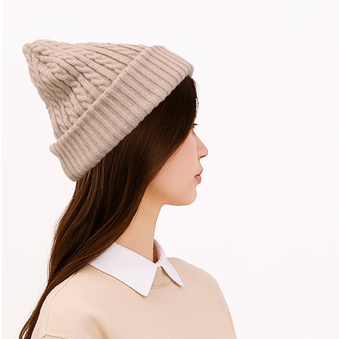 エクレボ exrevo ニット帽 レディース 「 ふわもち触感 ケーブル編み