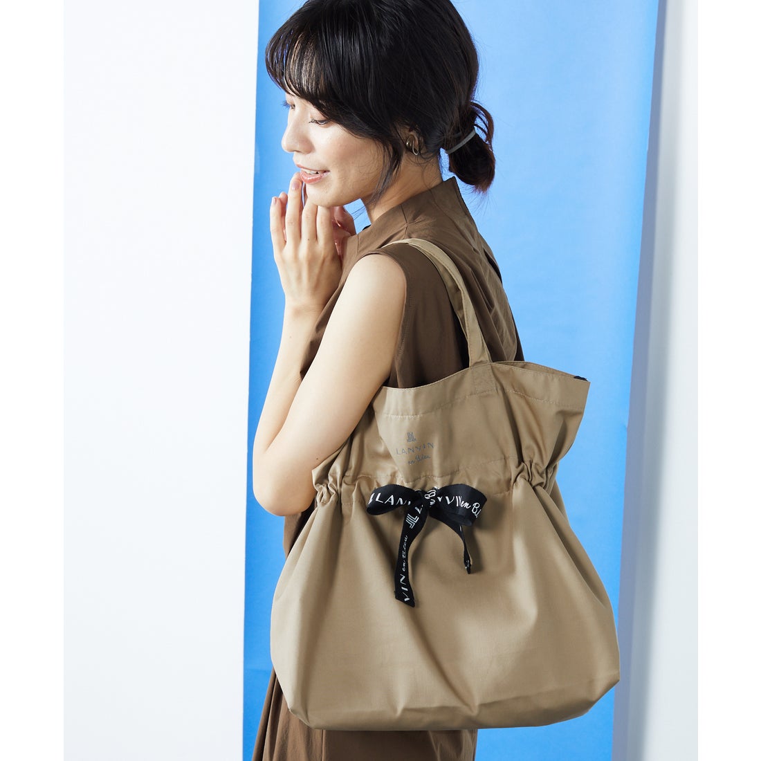LANVIN en Bleu サリー エコバッグ ベージュ -waja bazar - 海外