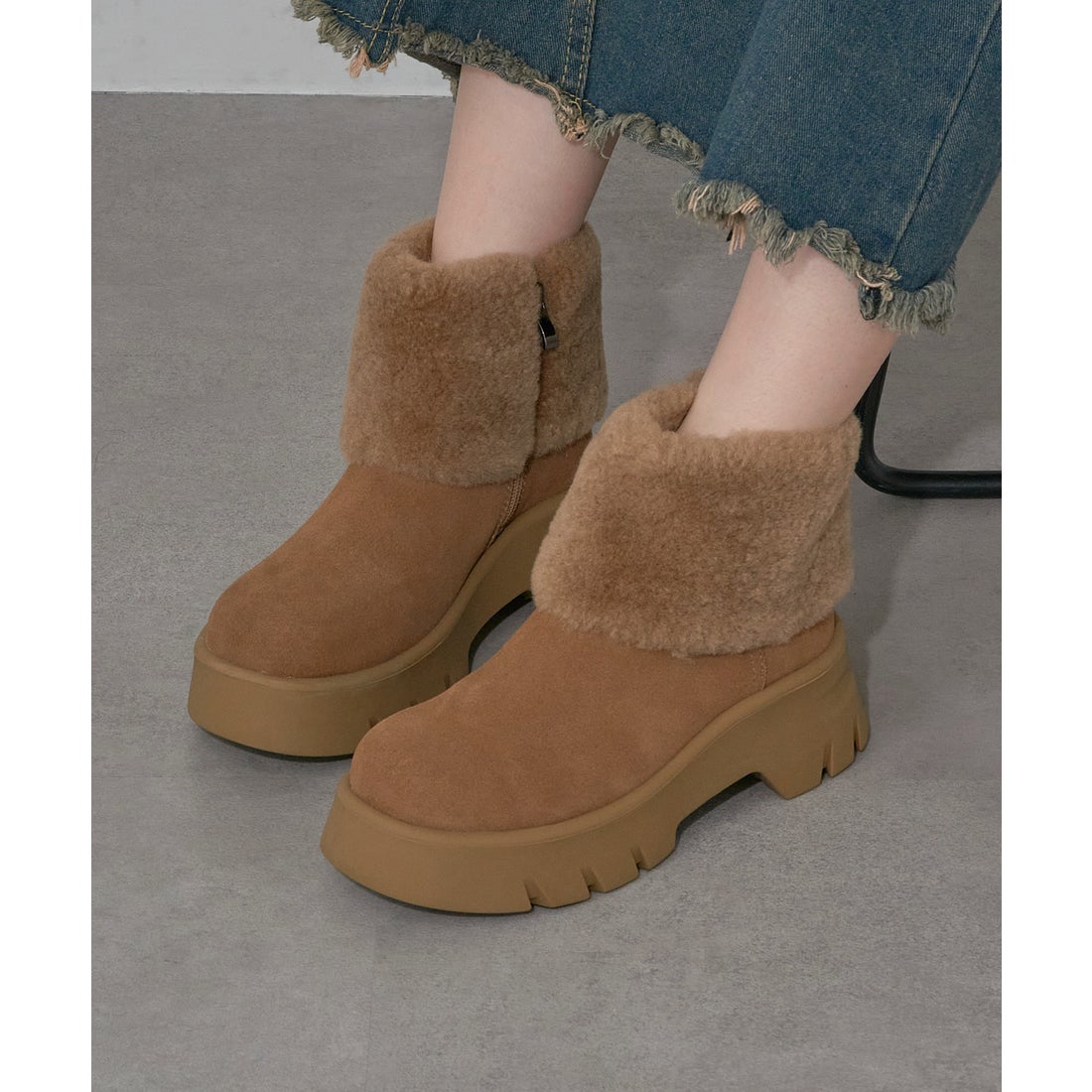 モヒ MOHI ファー付きムートンブーツ AFELPADO/R.MUTON GU1-3941211-AF