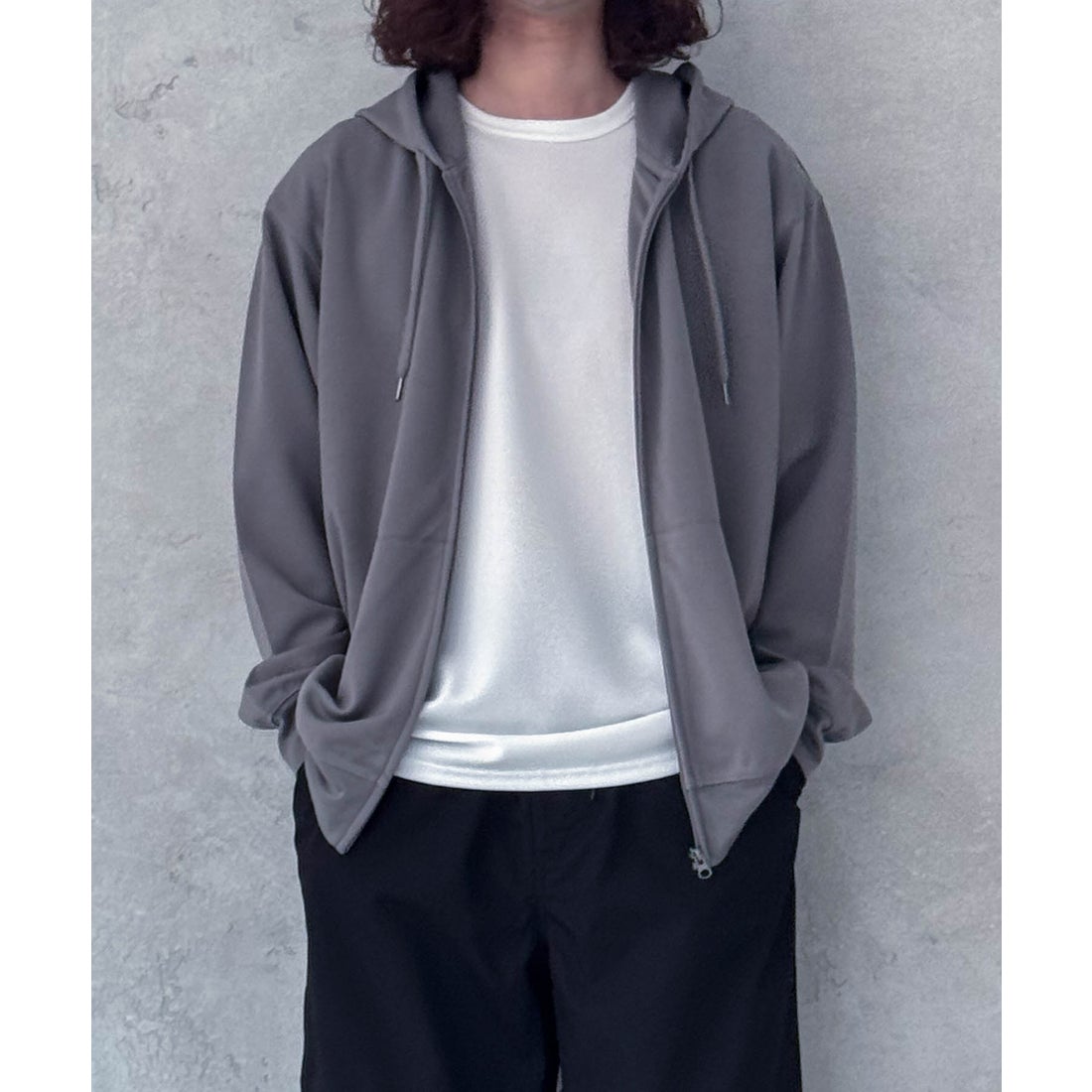 マックハウス Mac-House ジョーゼットZIPパーカー （ブルーグレー