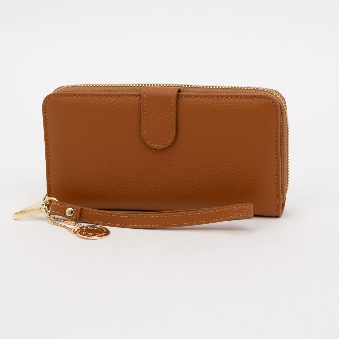 モーヴ mauve 本革 レザーラウンドファスナー長財布 ストラップ付き 多