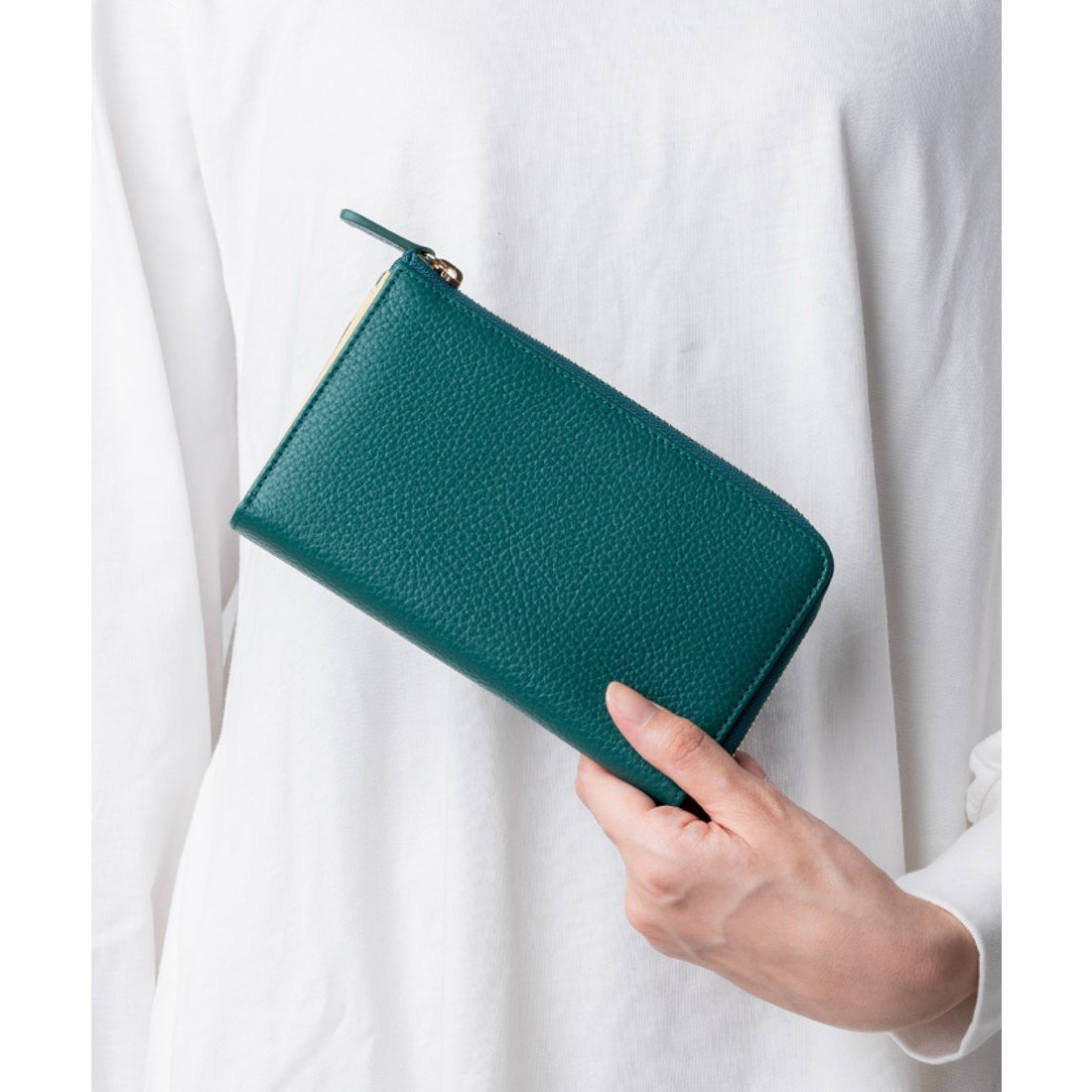 ムラ MURA イタリアンレザー バイカラー 薄型 L字ファスナー