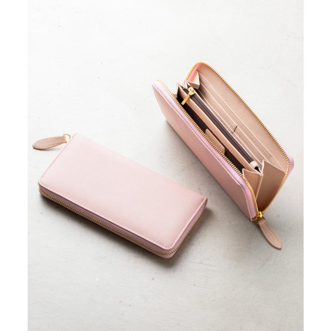 MURA ソフトシュリンクレザー バイカラー ラウンドファスナー 長財布