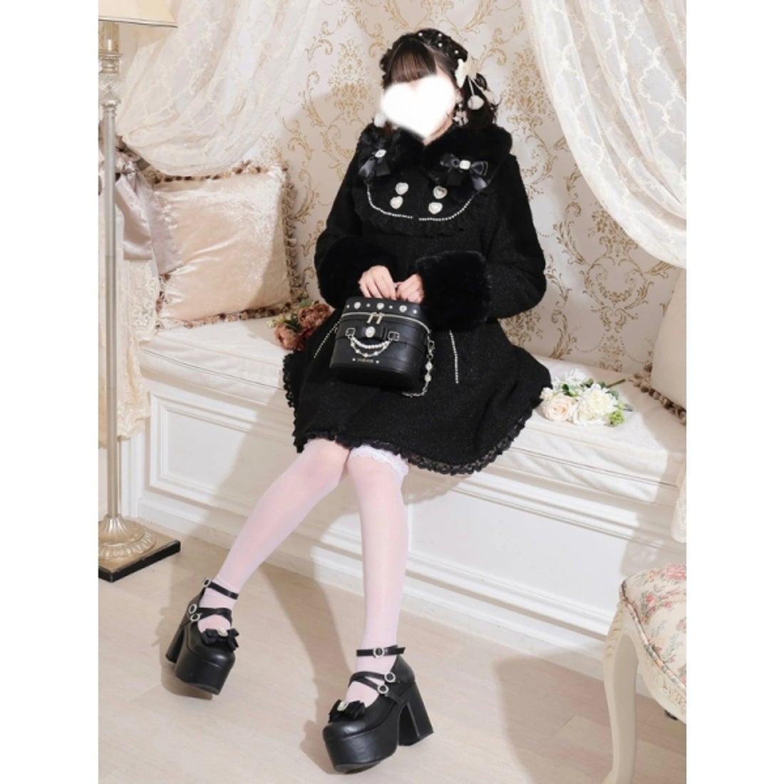 ノエミー NOEMIE さきまるちゃんコラボ！キラキラバニティバッグ （黒