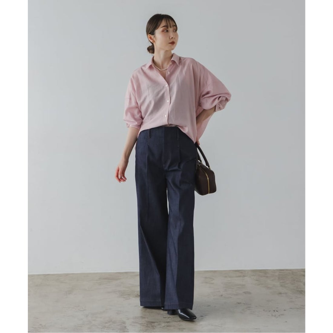 ノーブル NOBLE 《追加》イージーケアルーズドレープシャツ （ピンク