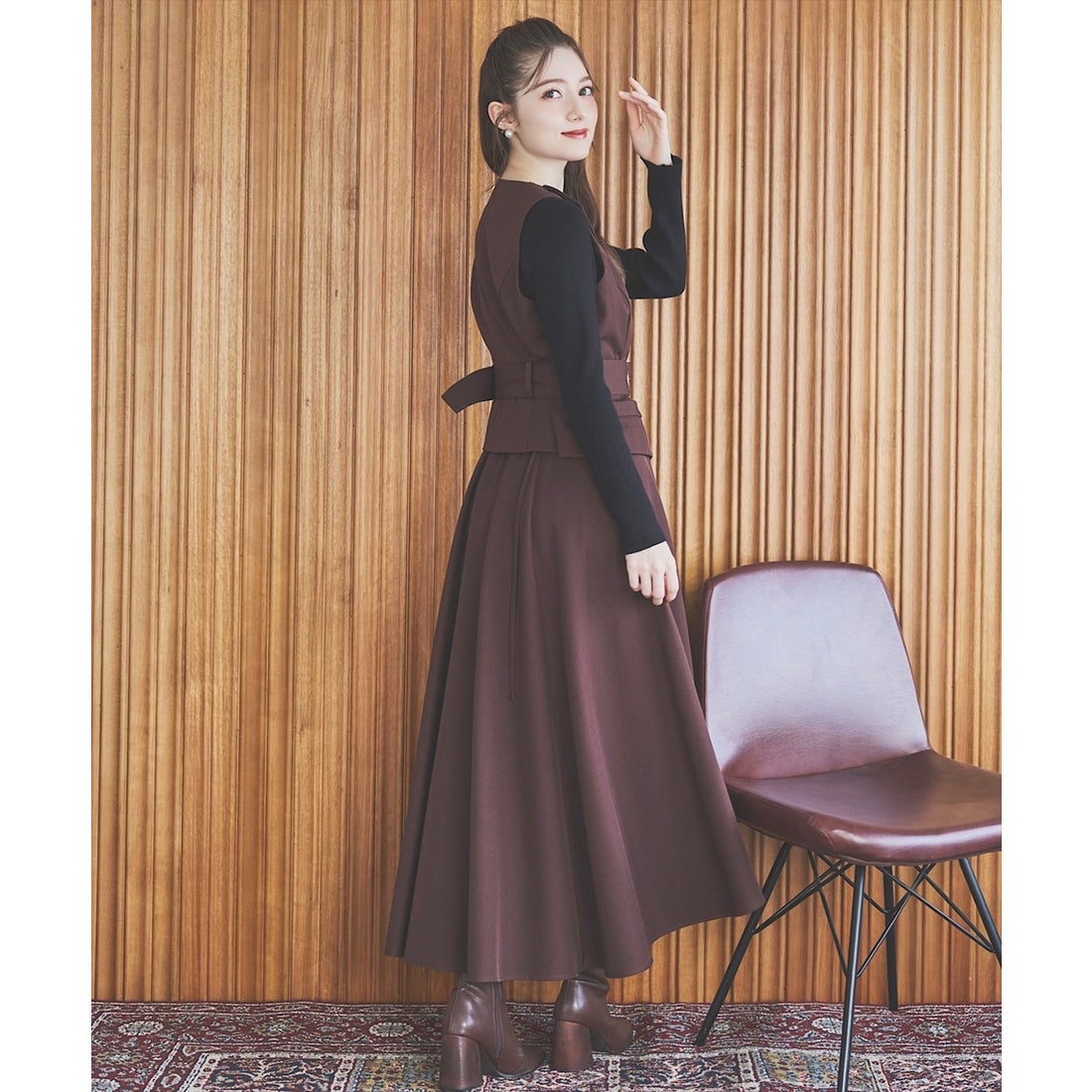 スウィングル SWINGLE ジレアシメワンピースセットアップ （ダーク