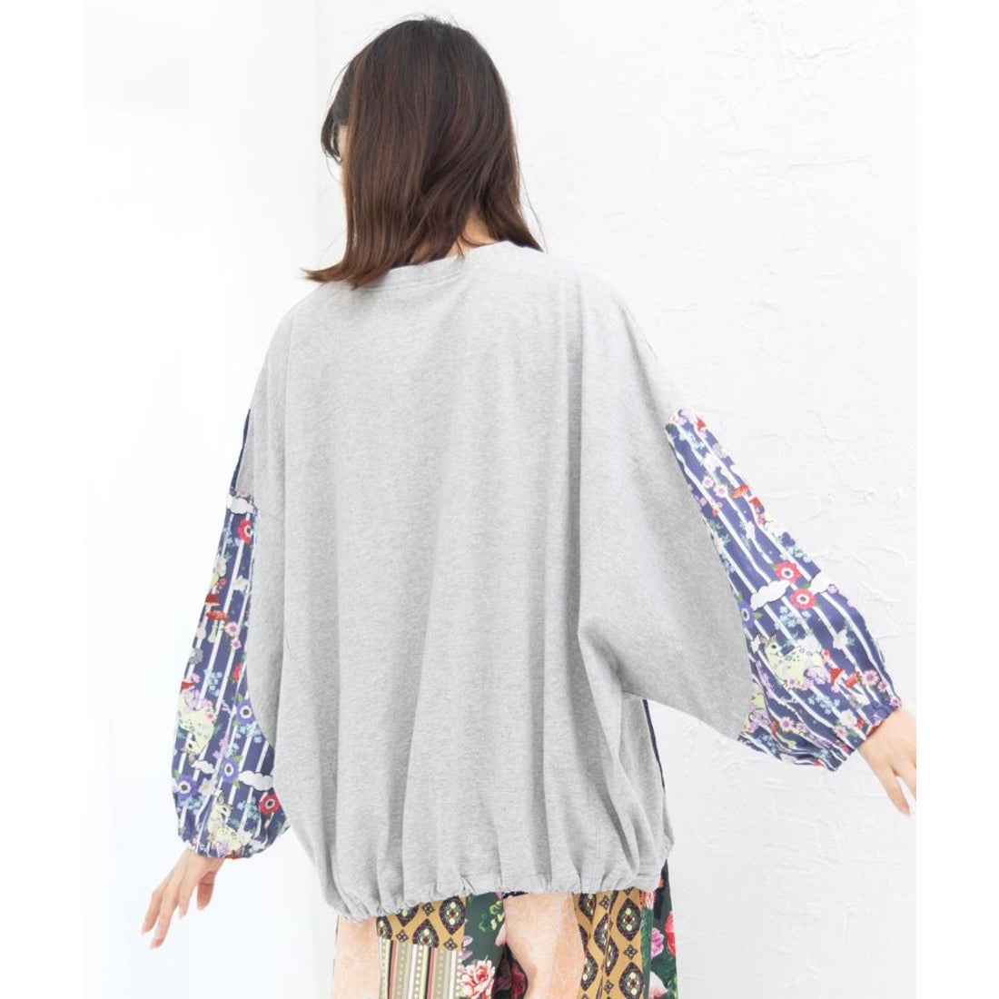 スカラー ScoLar 花とアニマル柄ストライプ レース切替ロゴプル