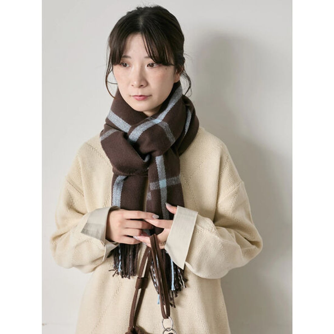 サマンサモスモス ブルー Samansa Mos2 blue チェックマフラー