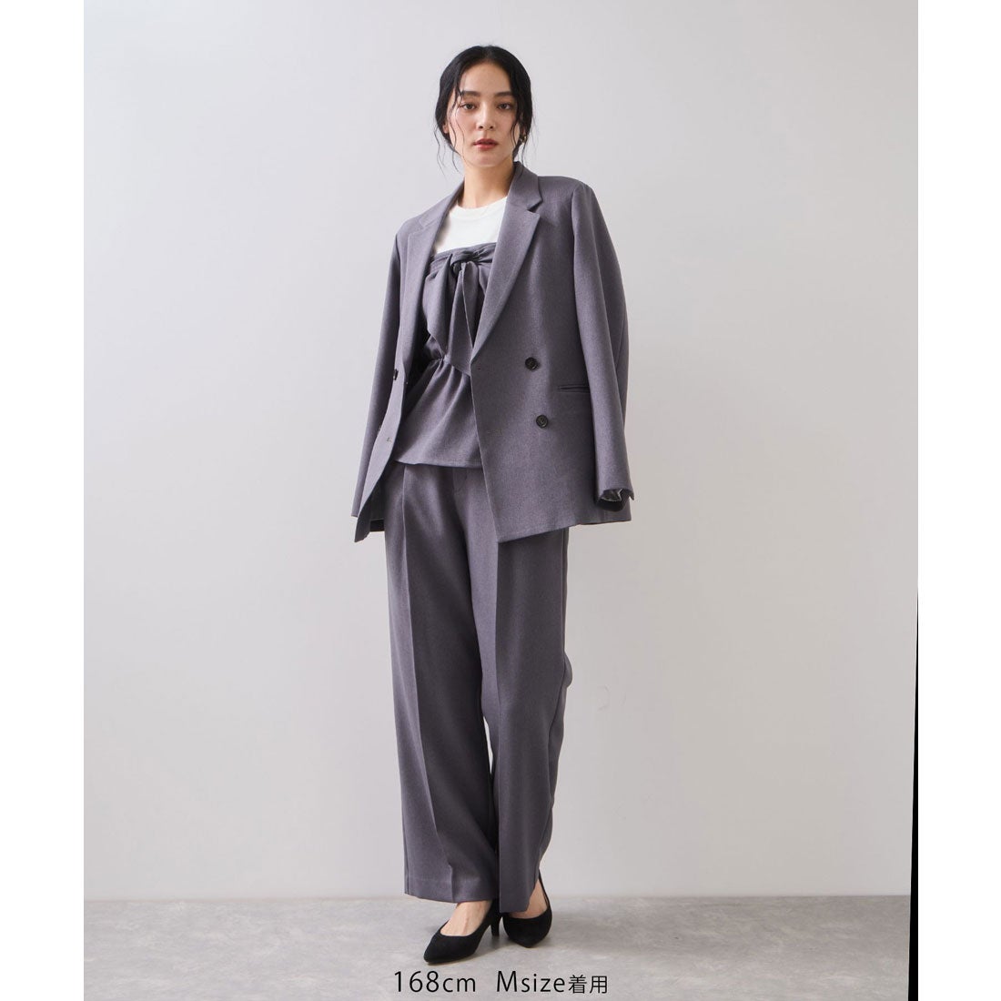 ビス VIS 【美easy】ウーリッシュダブルブレストテーラードジャケット