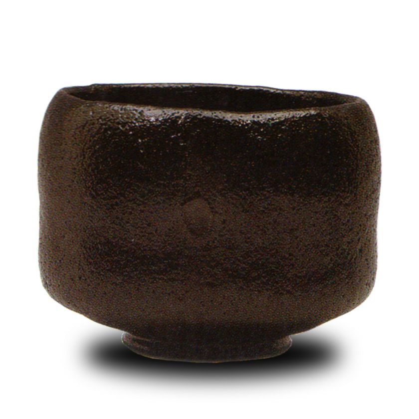 茶道具 楽茶碗（らくちゃわん） 別作 カセ釉 黒楽 茶碗 三代 佐々木昭