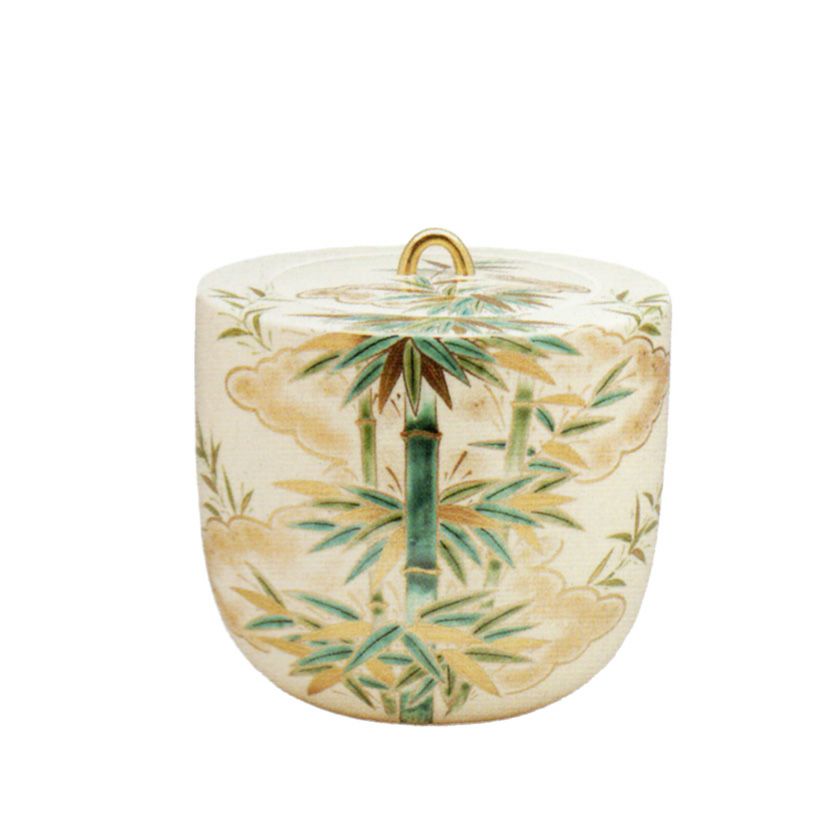 茶道具 水指（水差・みずさし） 京焼 色絵 竹ノ絵 水指 中村 秋峰