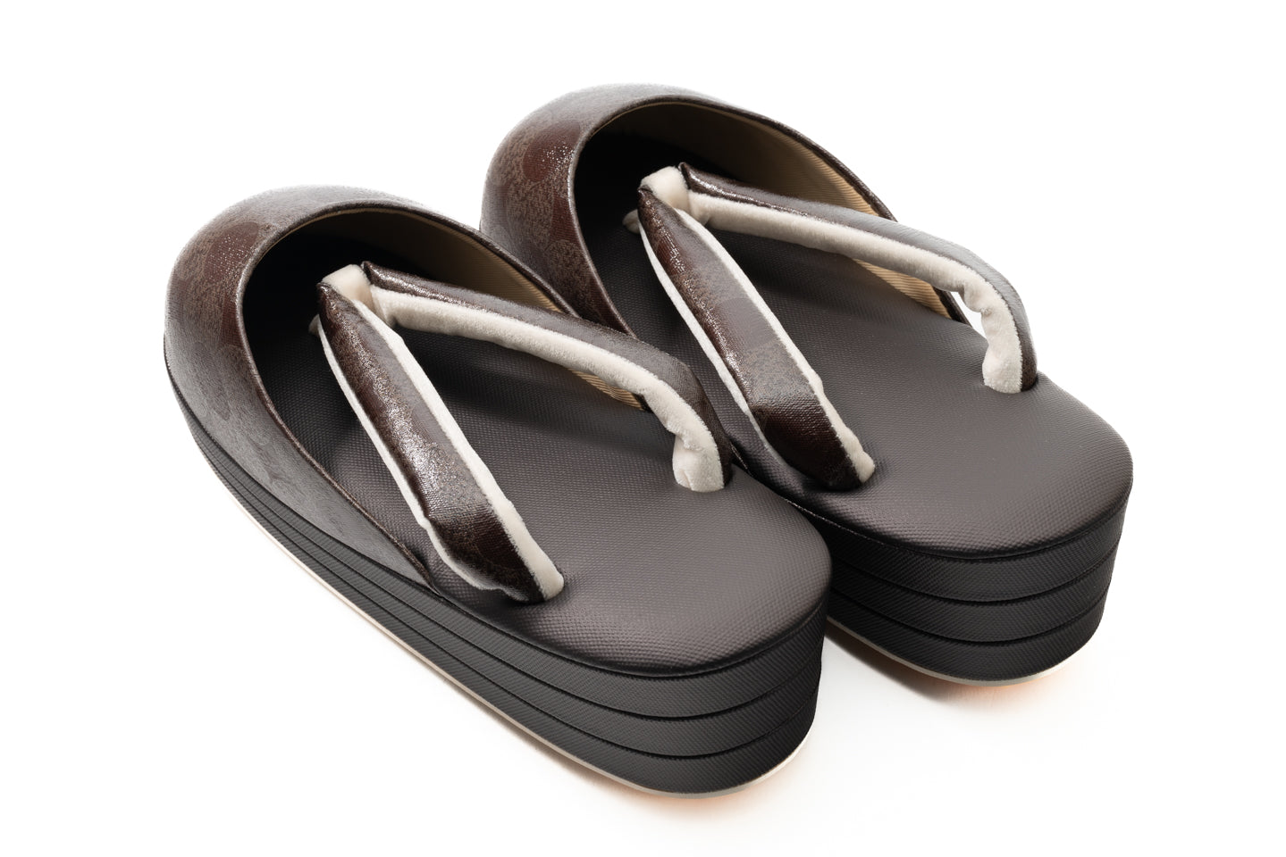 挿上げ【南蛮七宝の防寒雨草履】茶茶×焦茶台(Fサイズ 22.5～25cm)| 仙