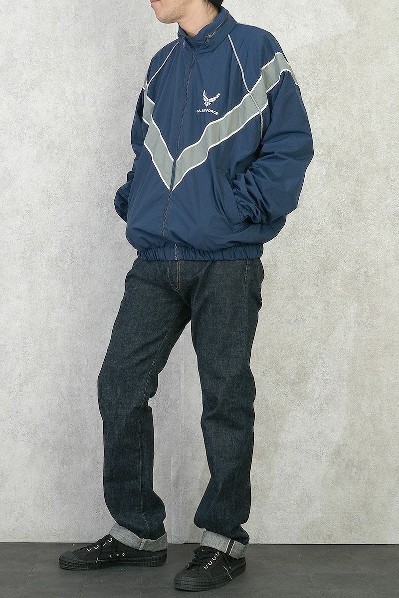 米軍 AIR FORCE PTU トレーニングジャケット ナイロン ネイビー USED