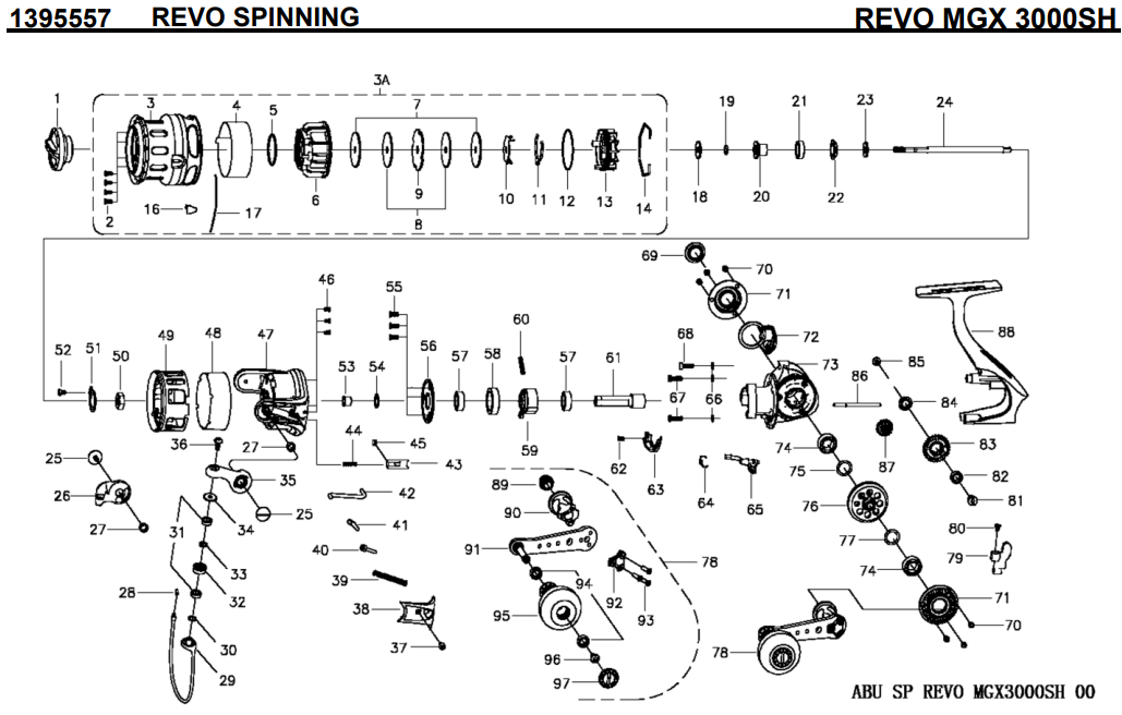 1395557 REVO MGX 3000SH | PureFishing Japan 製品リールパーツリスト
