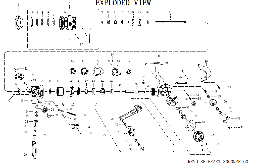 1590647 Revo SP Beast 3000MSH | PureFishing Japan 製品リールパーツ