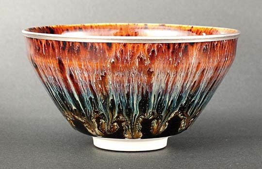 茶道具】 茶碗 建盞天目 （覆輪 銀塗仕上げ） *桶谷定一* 桐箱