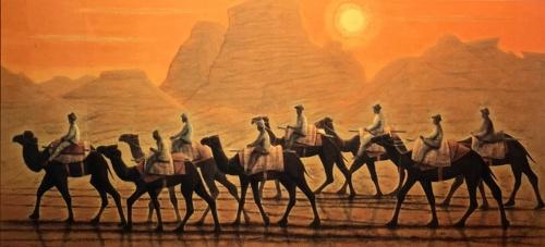 版画 「月光砂漠らくだ行」 | ｜正光画廊