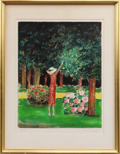 古シミあり】佐藤圀夫 リトグラフ 鶴二題「翔」「白月」毎日新聞社 古