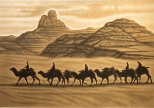 版画 「月光砂漠らくだ行」 | ｜正光画廊