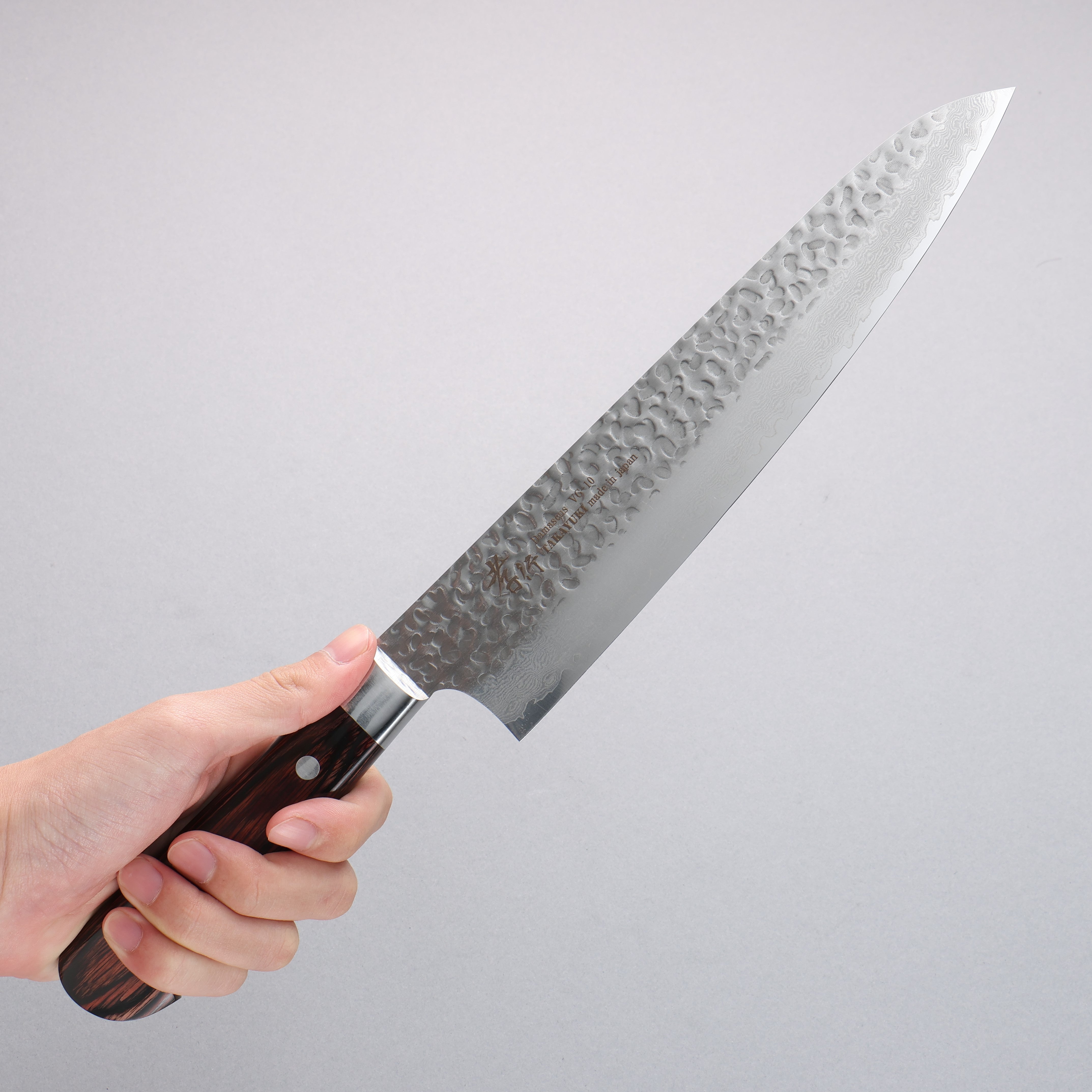 堺 孝行 VG10 33層 ダマスカス 牛刀包丁 240mm マホガニー柄 – 清助