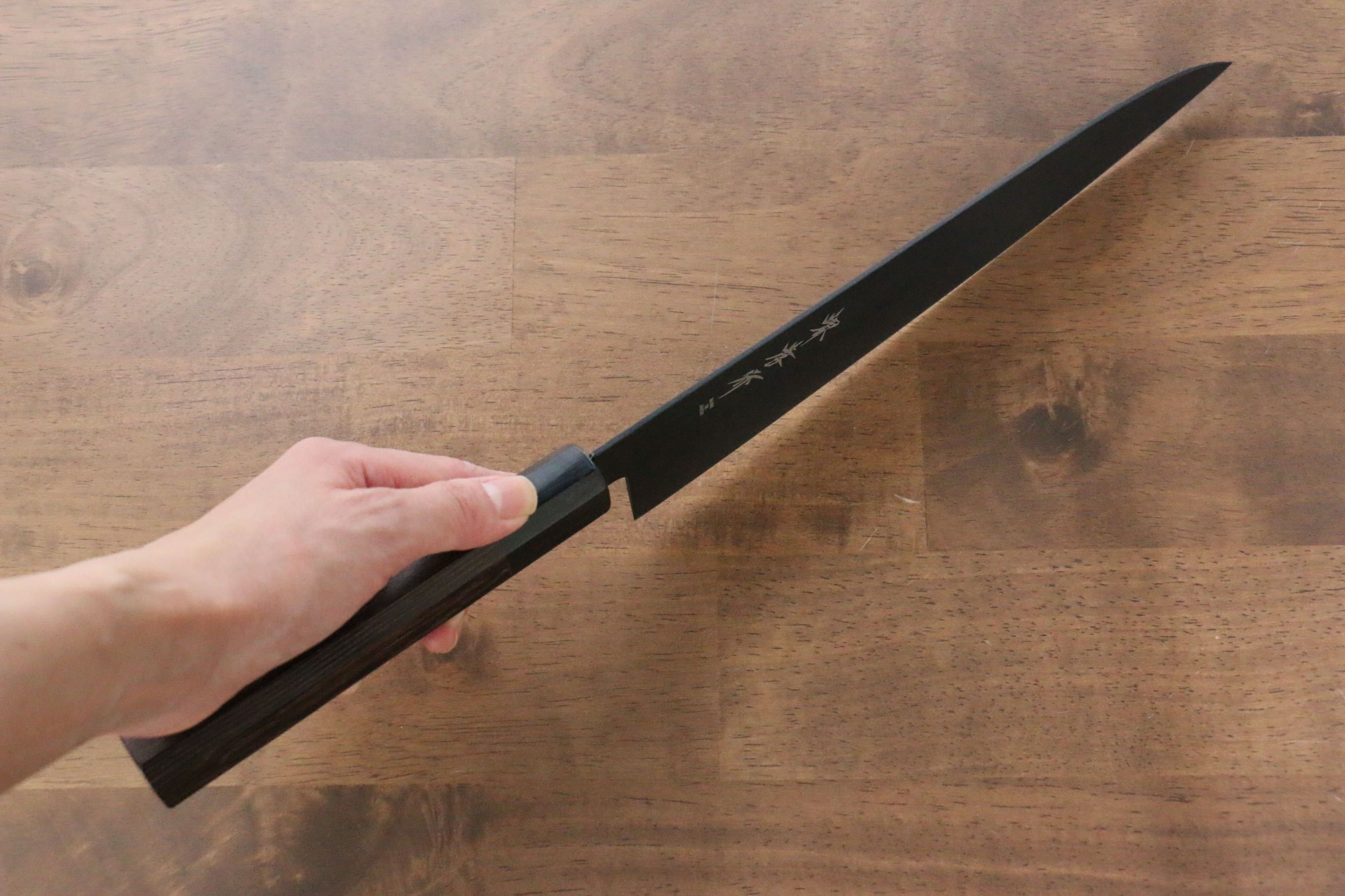 堺 孝行 黒影 V金10号 鎚目 テフロン加工 牛刀包丁 240mm ウエンジ柄