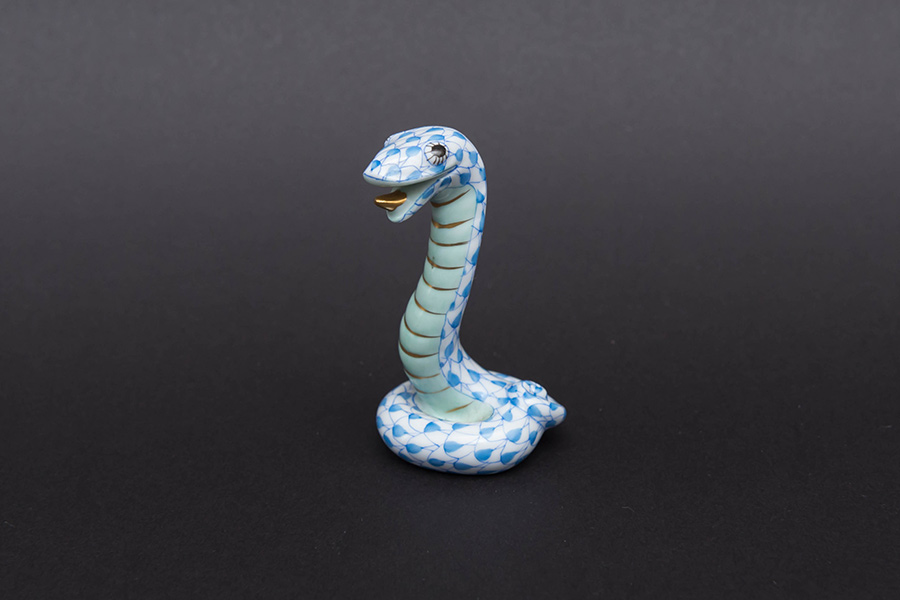 ヘレンド 干支フィギュリン（2001年）「巳（ヘビ）」（ブルー）を