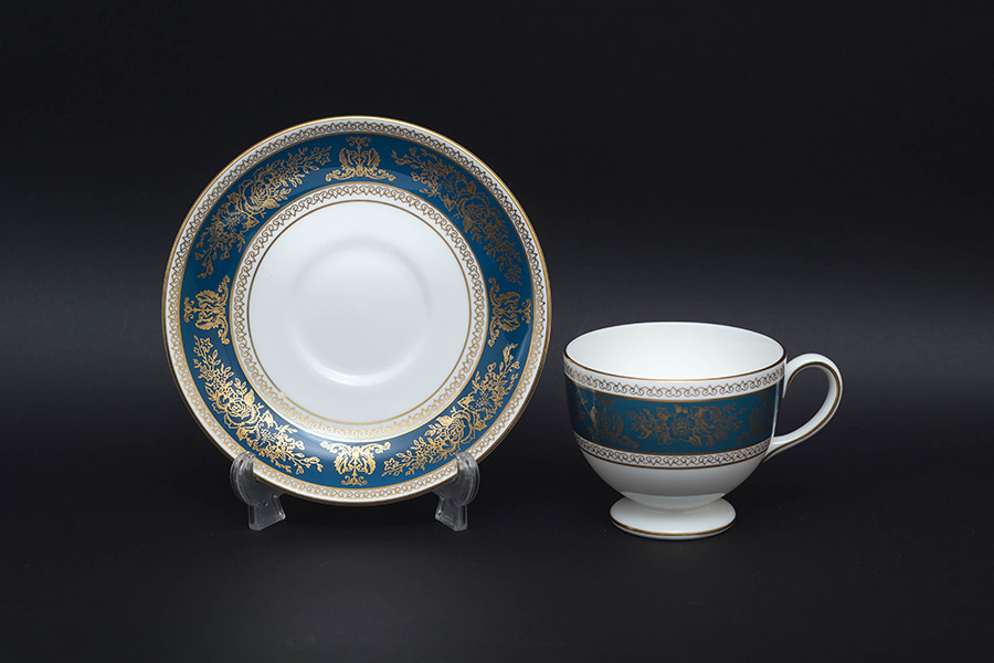 ウェッジウッド コロンビア ブルー＆ゴールド ティーカップ＆ソーサー