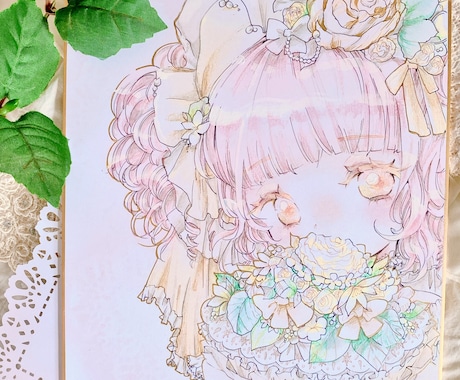 ふわふわタッチの手描き色紙を届けます 丁寧に描き上げた一点ものの