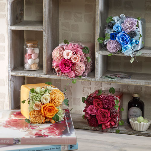 プリザーブド&アーティフィシャルアレンジメント「フラワーキューブ