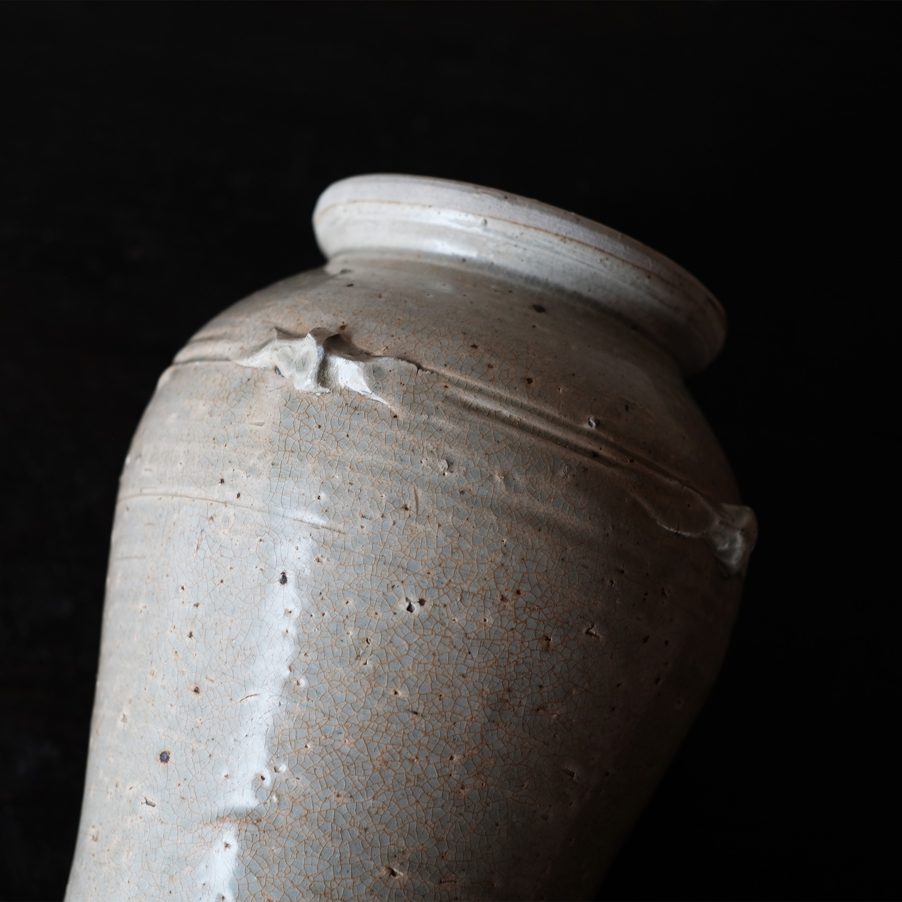 呉朝〜李朝 青磁四耳壺 | 骨董と詩学 Antique & Poetics | 蛇韻律