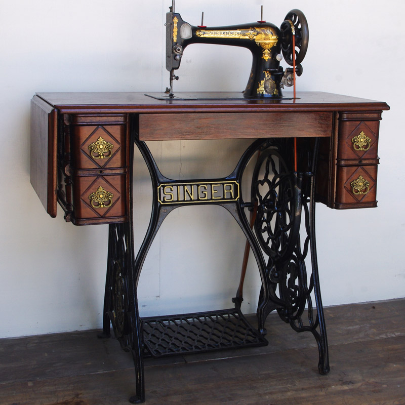 No.436 SINGER 27K 豪華真鍮 アンティーク足踏みミシン：アンティーク