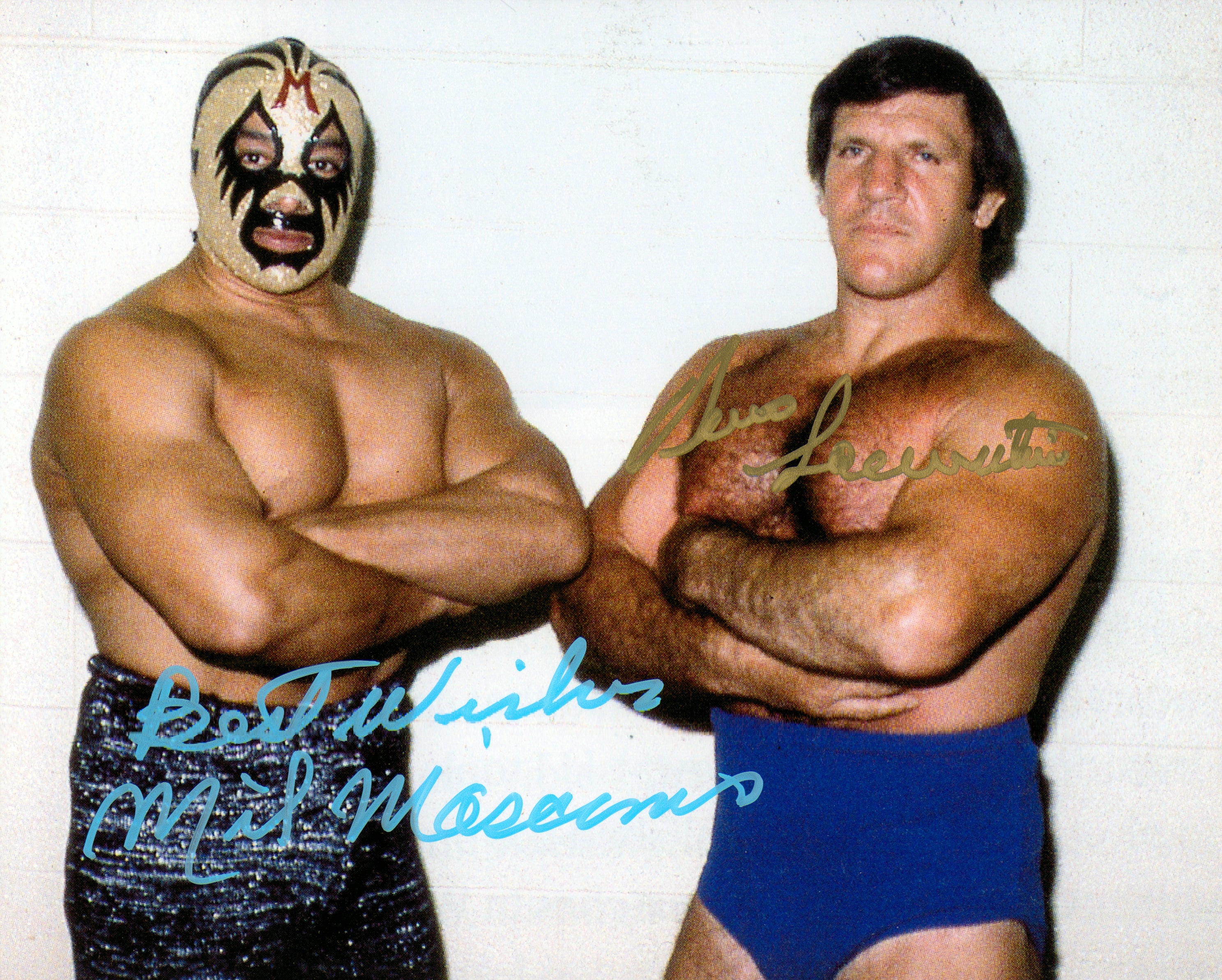 ブルーノ・サンマルチノとミル・マスカラスのサイン入り8x10写真