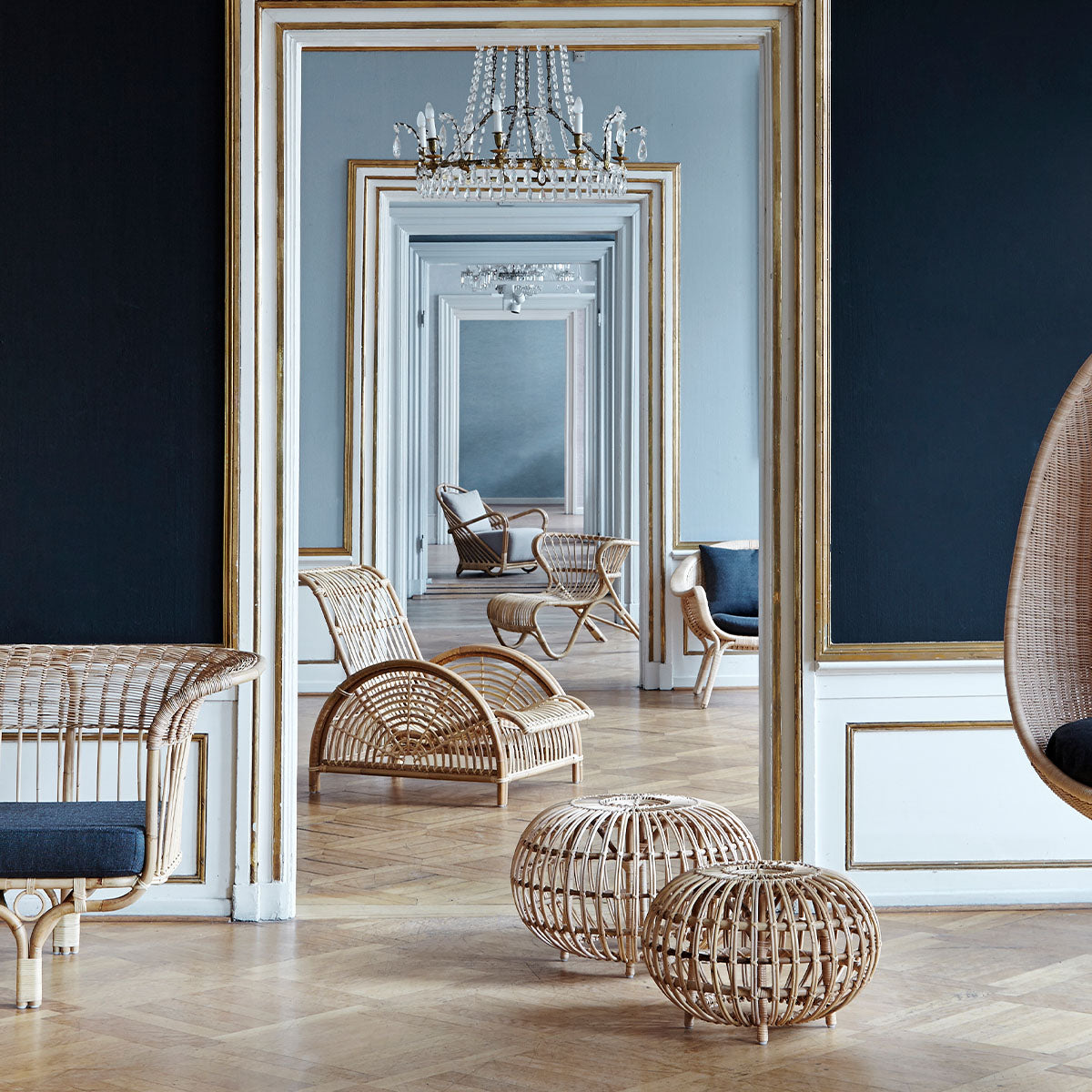 Ottoman in rattan and wicker | Franco Albini | Ottoman Small