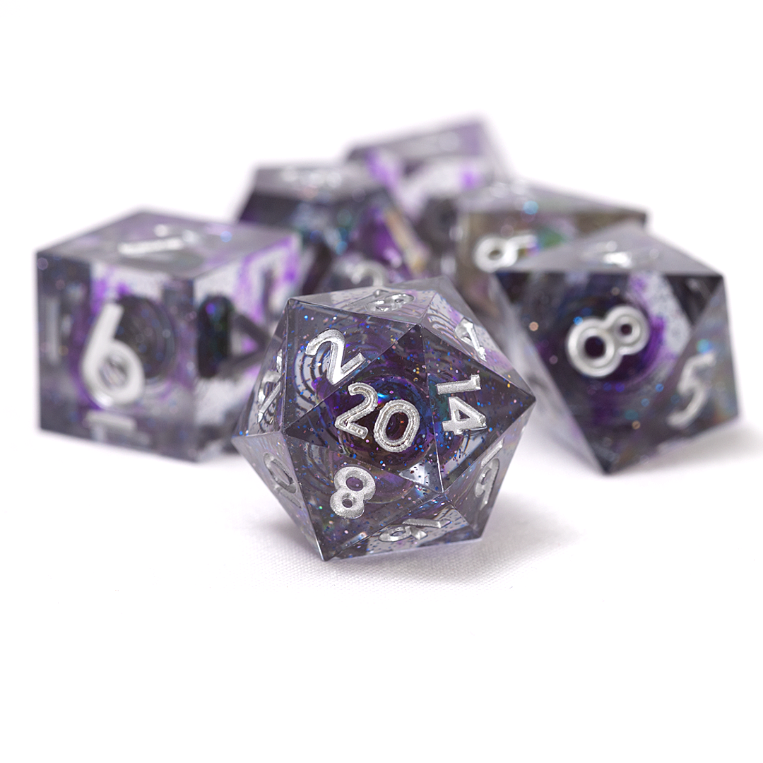 Midnight Purple Vortex Sharp Edge Dice | Unique Dnd Dice | Sirius Dice