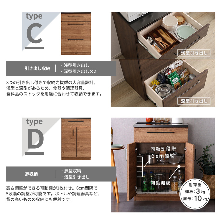 商材王 / 日本製 特殊鋼板を使った組み合わせキッチンカウンター 180cm