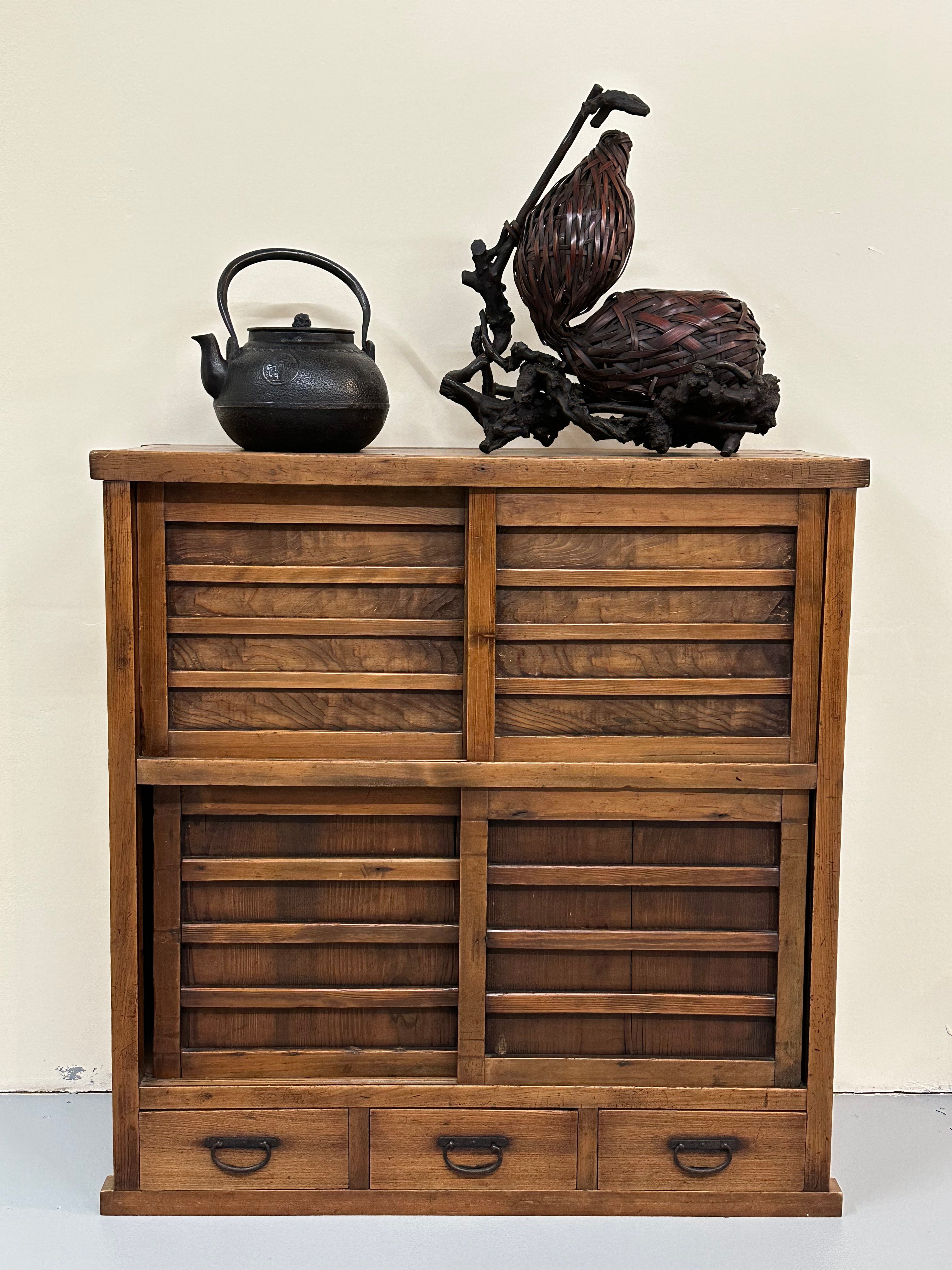 Antique Japanese Getabako Meiji Era c1890's Sugi Wood 36