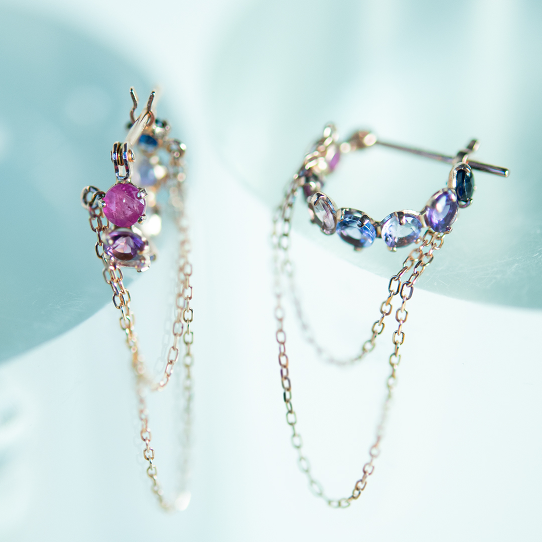 ピアス K10ピンクゴールド ルビー ロードライトガーネット ピンク