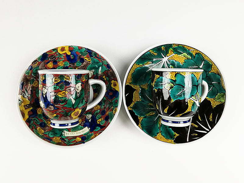 九谷焼【山上竹風作】ペアーデミタスコーヒー碗皿 – 漆陶舗あらき