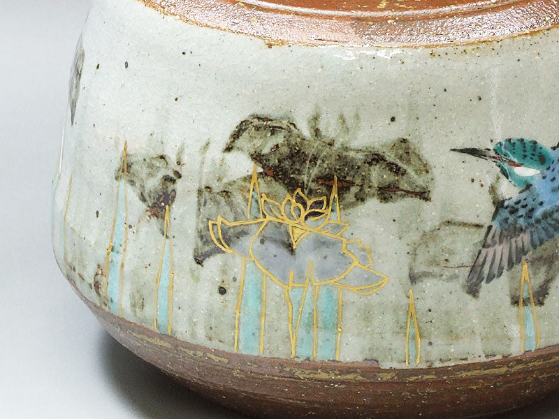 九谷焼【谷敷正人作】花菖蒲 水指 – 漆陶舗あらき 輪島塗 九谷焼 山中