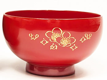 輪島塗 丸形汁椀 梅沈金（赤） – 漆陶舗あらき 輪島塗 九谷焼 山中塗