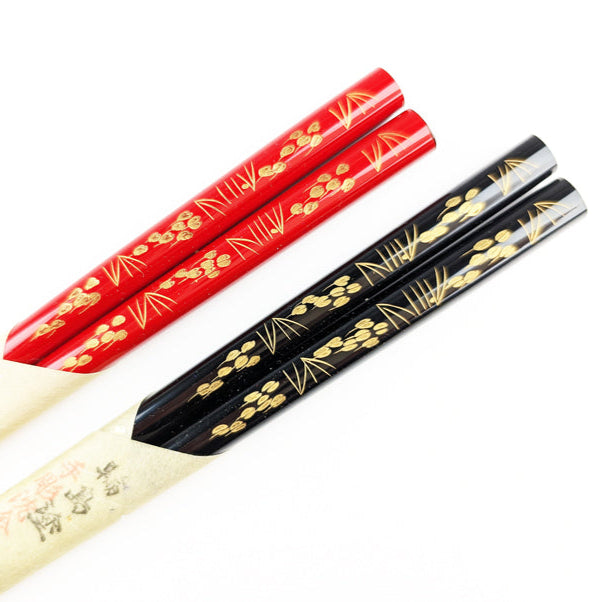 輪島箸 本うるし沈金 稲穂2膳入箸 – 漆陶舗あらき 輪島塗 九谷焼 山中