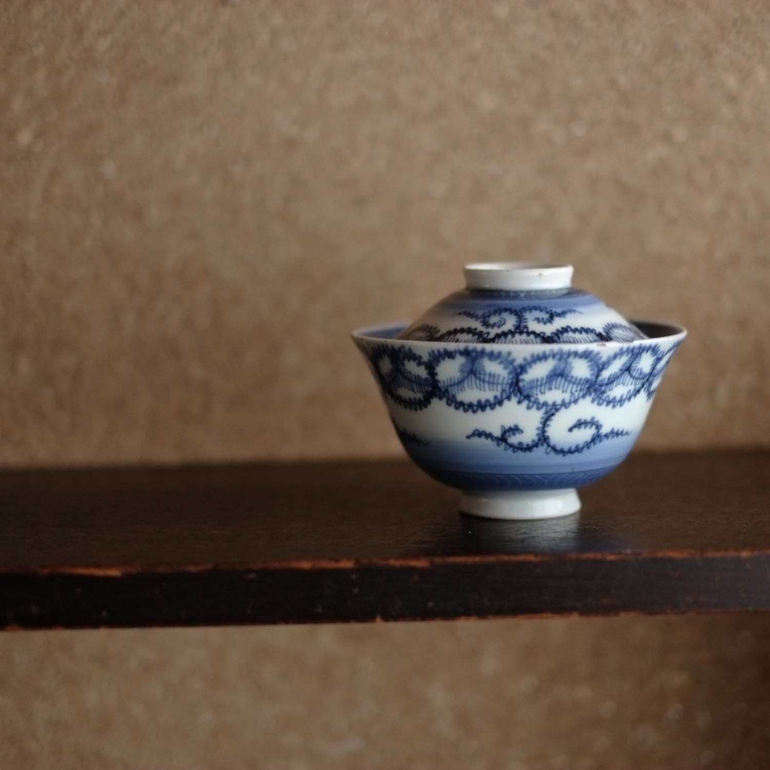 古伊万里 七宝輪繋ぎ文 蓋付碗 (江戸後期) – 逢季荘