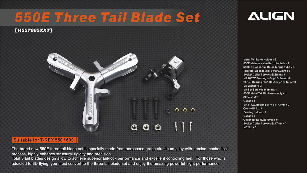 Align T-Rex 550DFC/550L/550X 3-Bladed Tail Rotor Set – HeliDirect
