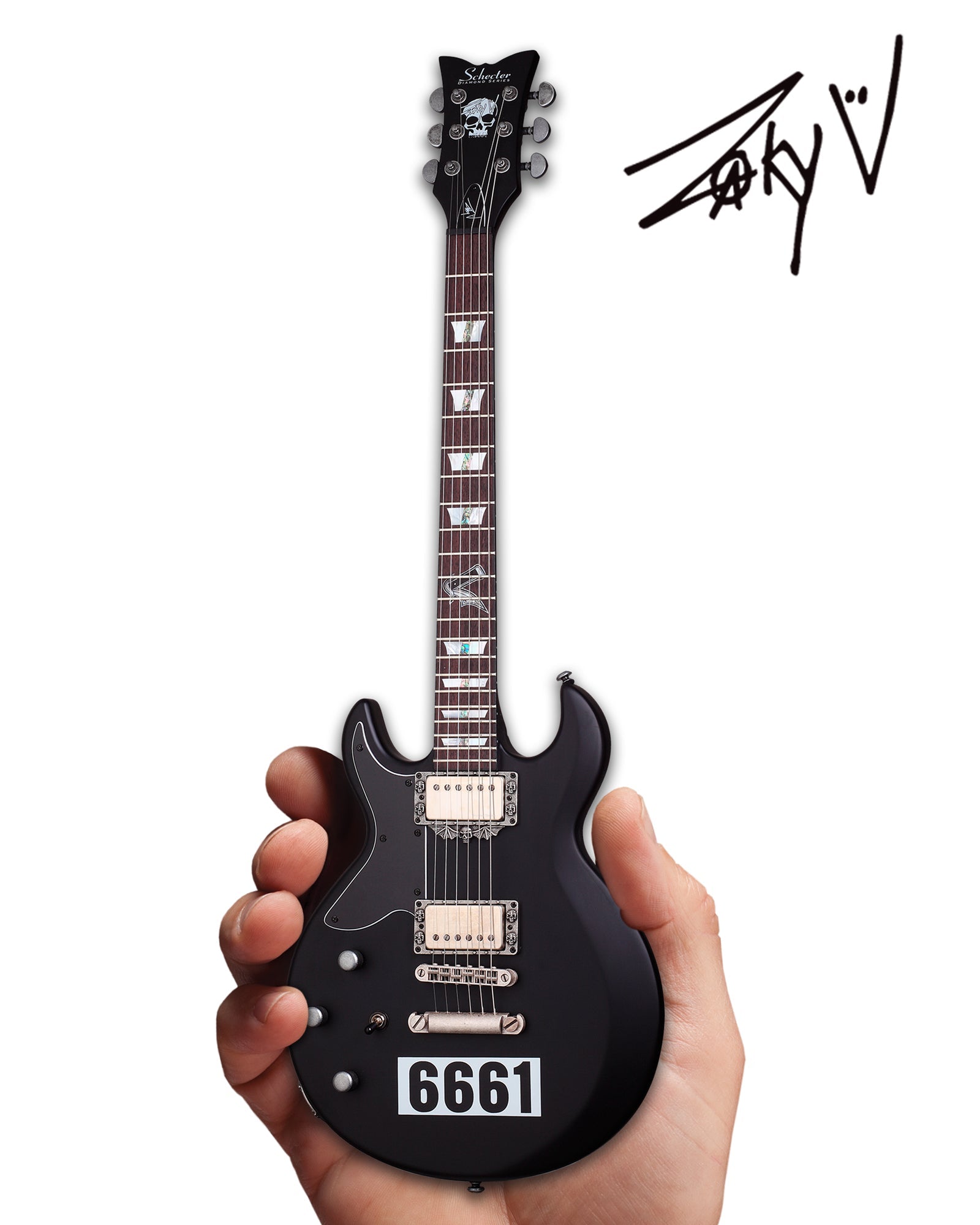 OFFICIALLY LICENSED ZACKY VENGEANCE SATIN BLACK 6661 SCHECTER MINI GUI