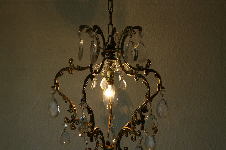 ネオロココ ケージスタイル アンティークブラス&クリスタルドロップ