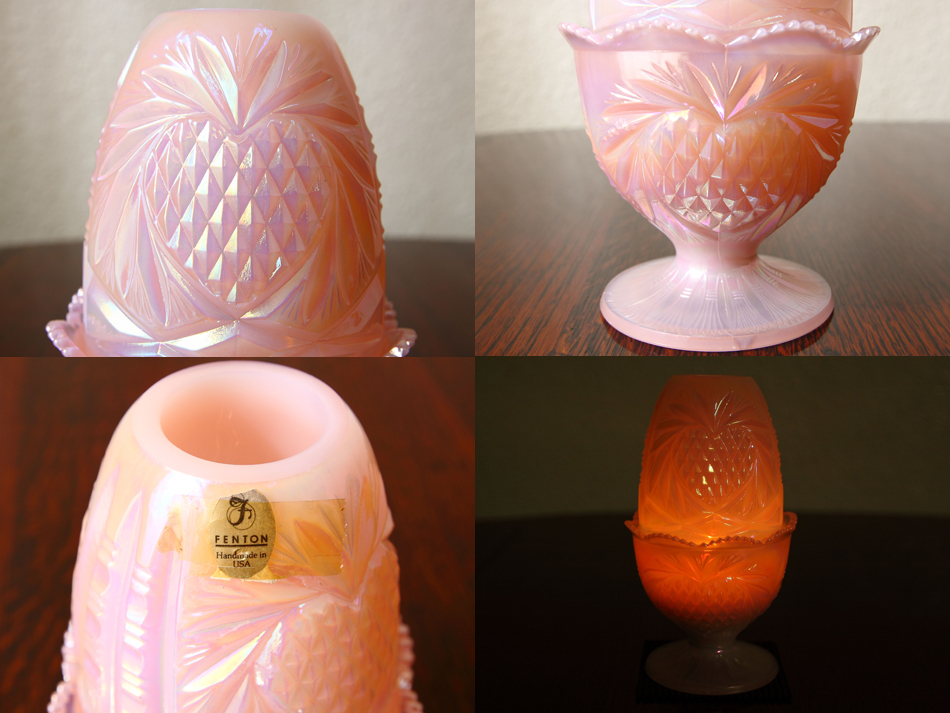 フェントンFenton ミルクピンクイリデッセントガラス フェアリーランプ